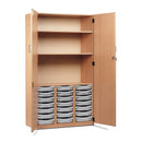 Monarch 21 single tray storage cupboard with 2 shelves - Light grey