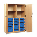 Monarch 24 single tray storage cupboard with 4 compartments - Blue