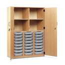 Monarch 24 single tray storage cupboard with 4 compartments - Light grey