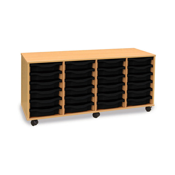 Monarch shallow tray storage unit - 24 trays (4 x 6) beech