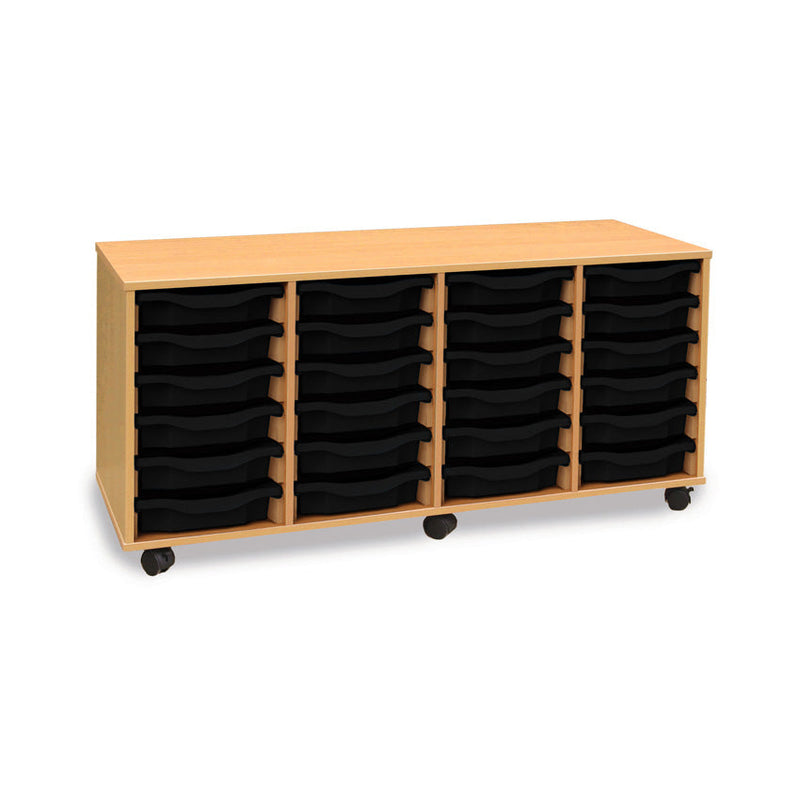 Monarch shallow tray storage unit - 24 trays (4 x 6) beech