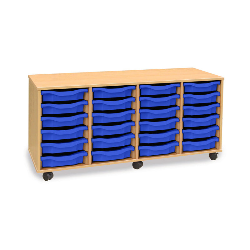 Monarch shallow tray storage unit - 24 trays (4 x 6) beech