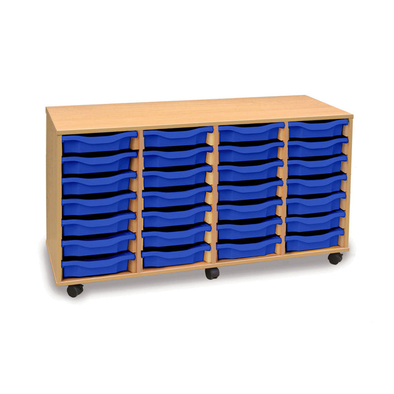 Monarch shallow tray storage unit - 28 trays (4 x 7) beech