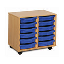 Monarch shallow tray storage unit - 12 trays (2 x 6) beech