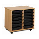 Monarch shallow tray storage unit - 12 trays (2 x 6) beech