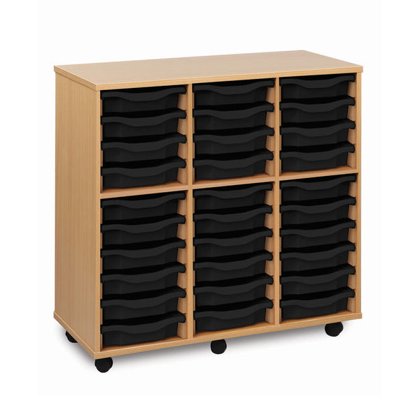 Monarch shallow tray storage unit - 30 trays (3 x 10) beech