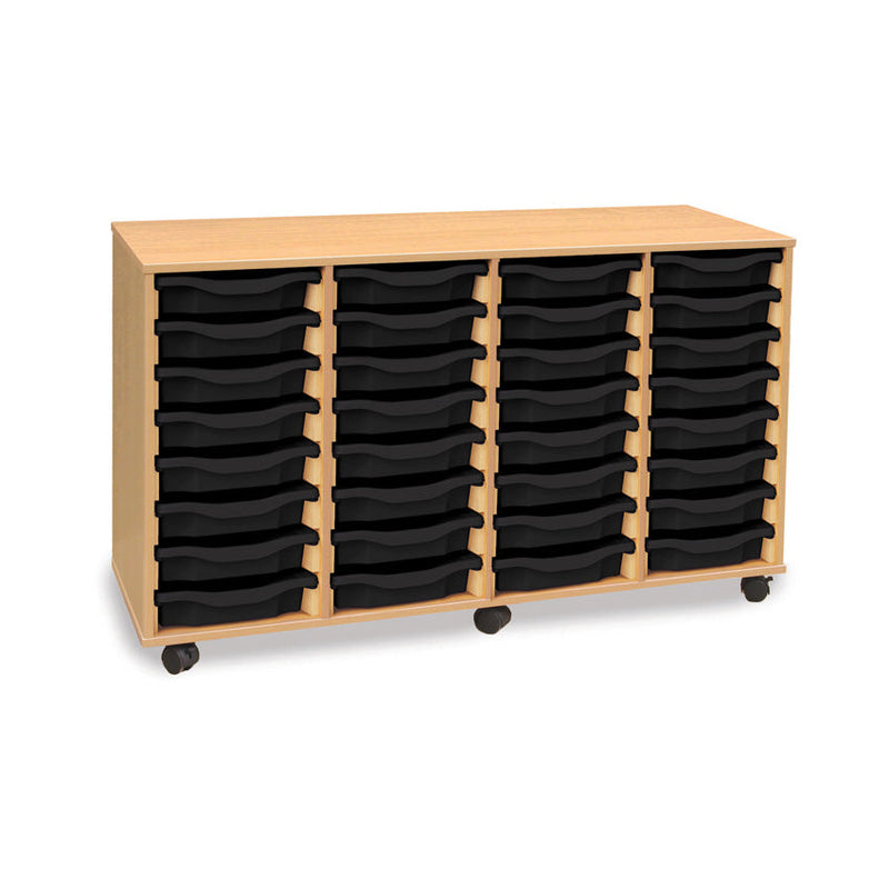 Monarch shallow tray storage unit - 32 trays (4 x 8) beech