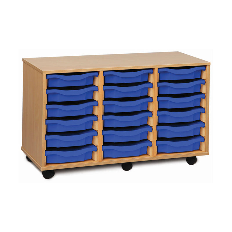Monarch shallow tray storage unit - 18 trays (3 x 6) beech