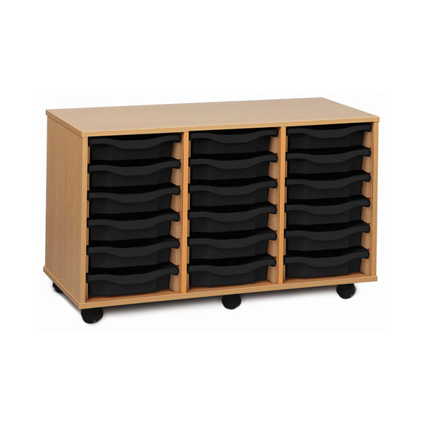 Monarch shallow tray storage unit - 18 trays (3 x 6) beech