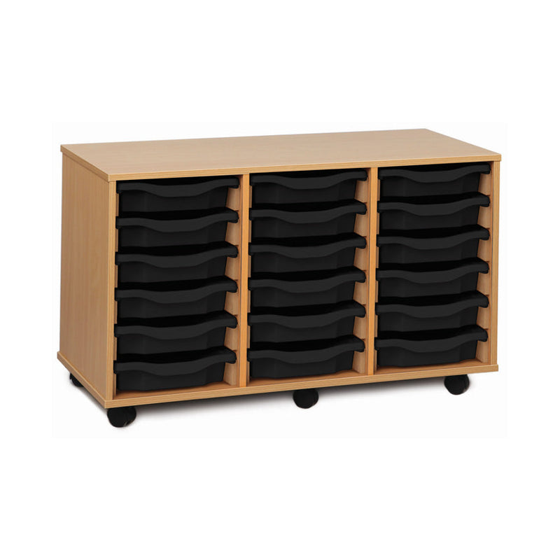 Monarch shallow tray storage unit - 18 trays (3 x 6) beech