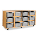 Monarch 12 double tray storage unit (4 x 3) - Light grey