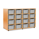 Monarch 16 double tray storage unit (4 x 4) - Light grey