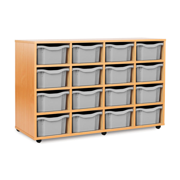 Monarch 16 double tray storage unit (4 x 4) - Light grey