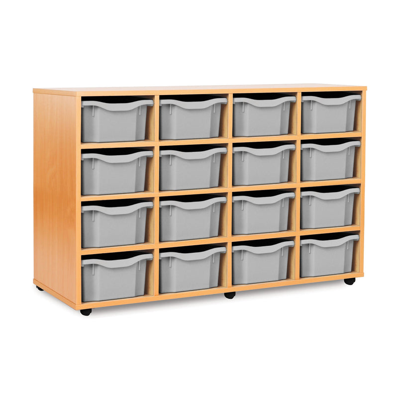 Monarch 16 double tray storage unit (4 x 4) - Light grey