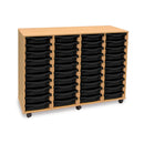 Monarch shallow tray storage unit - 40 trays (4 x 10) beech