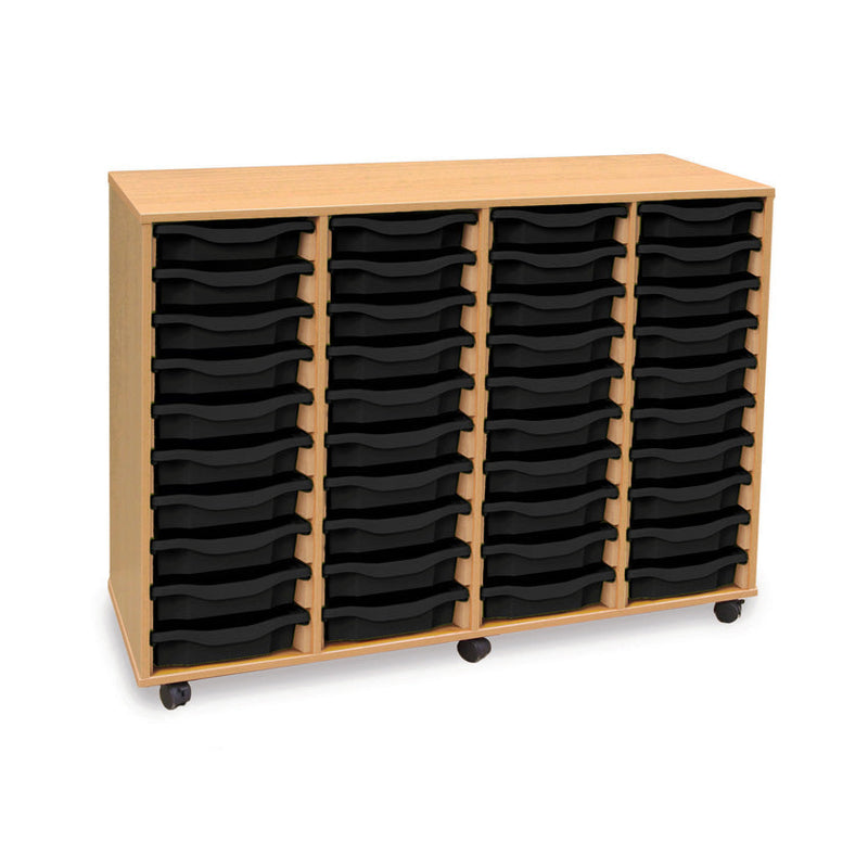 Monarch shallow tray storage unit - 40 trays (4 x 10) beech