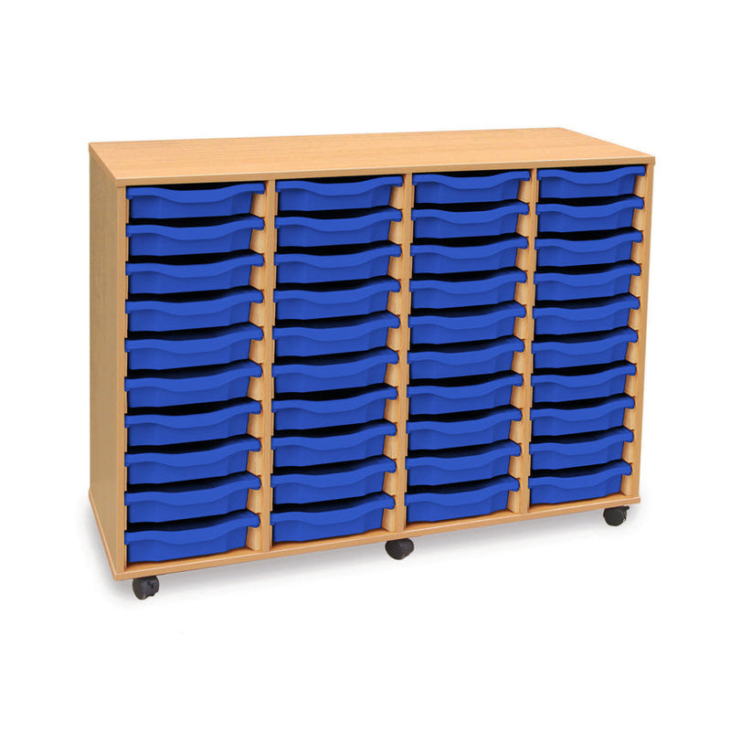 Monarch shallow tray storage unit - 40 trays (4 x 10) beech