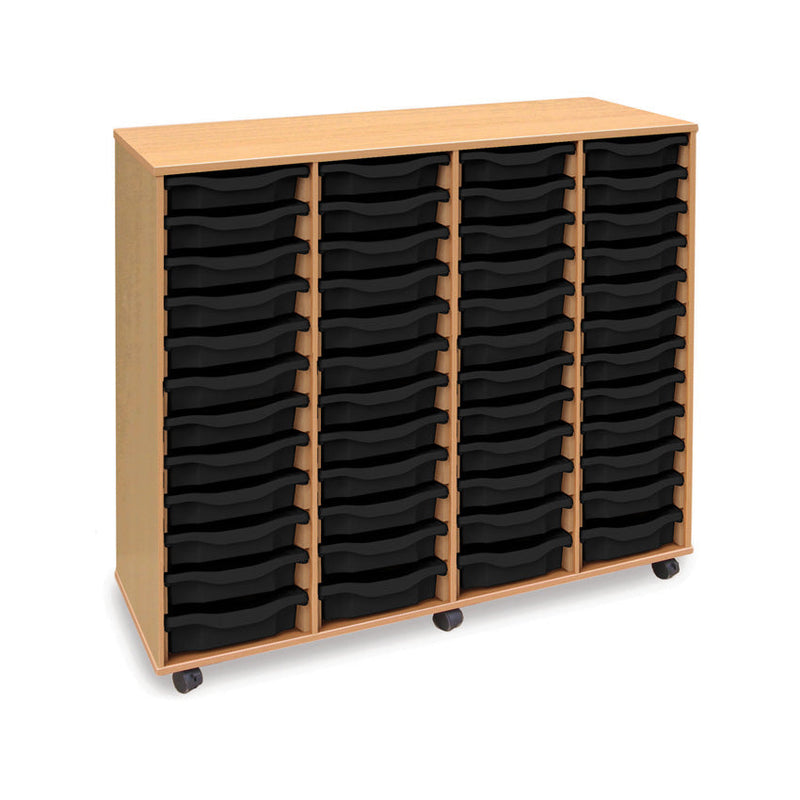 Monarch shallow tray storage unit - 48 trays (4 x 12) beech