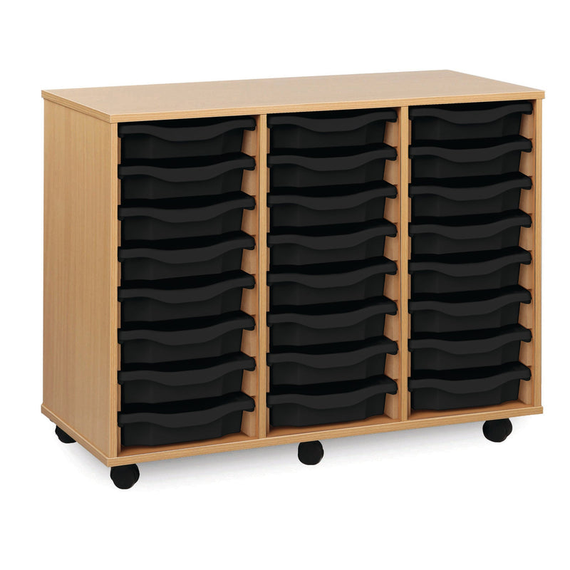 Monarch shallow tray storage unit - 24 trays (3 x 8) beech