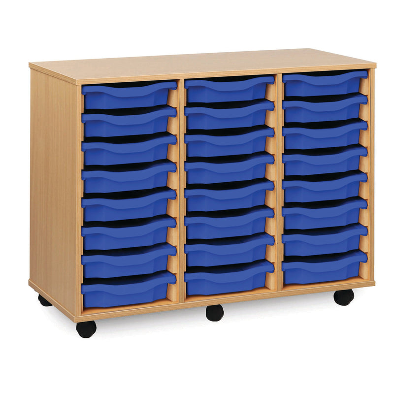 Monarch shallow tray storage unit - 24 trays (3 x 8) beech