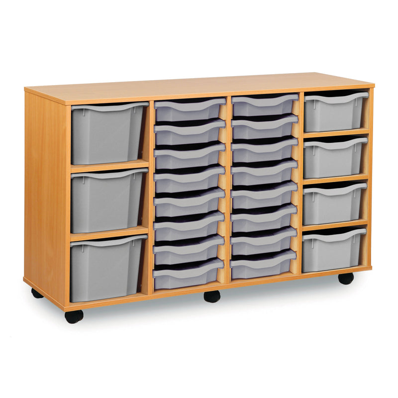 Monarch 16 single, 4 double & 3 triple combination tray unit - Light grey