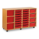 Monarch 16 single, 4 double & 3 triple combination tray unit - Red