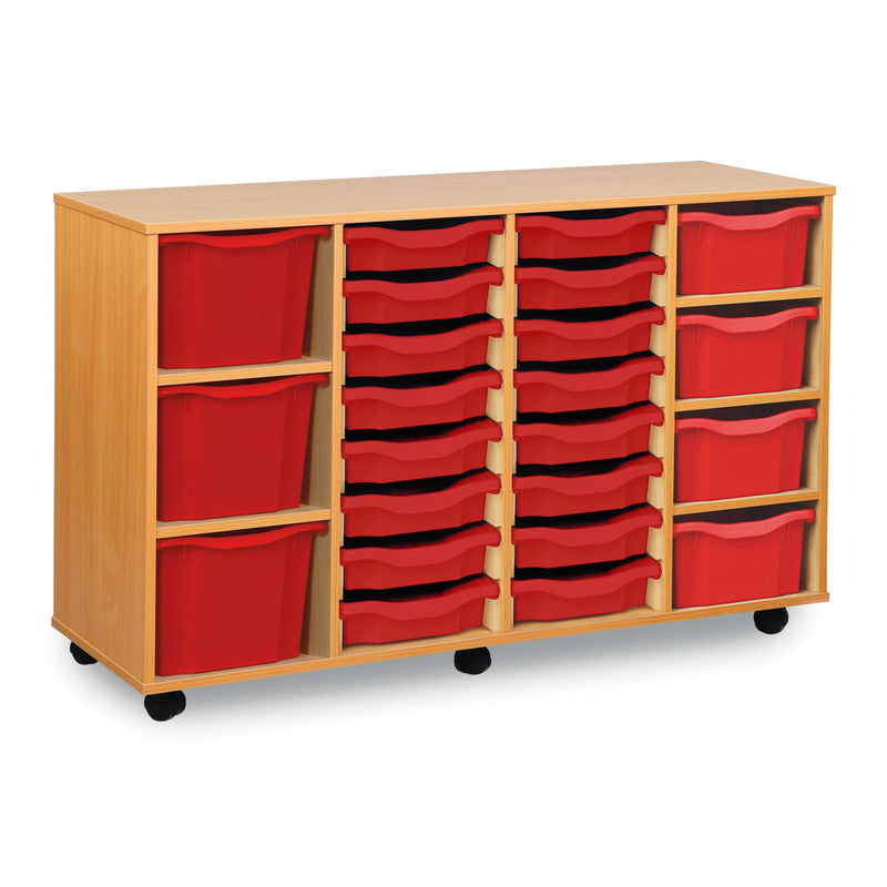 Monarch 16 single, 4 double & 3 triple combination tray unit - Red