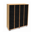 Monarch shallow tray storage unit - 64 trays (4 x 16) beech