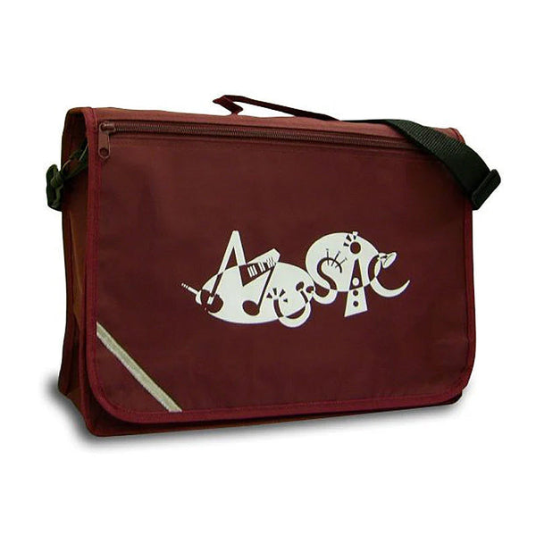 Excel music satchel with 'Music' design - Burgundy