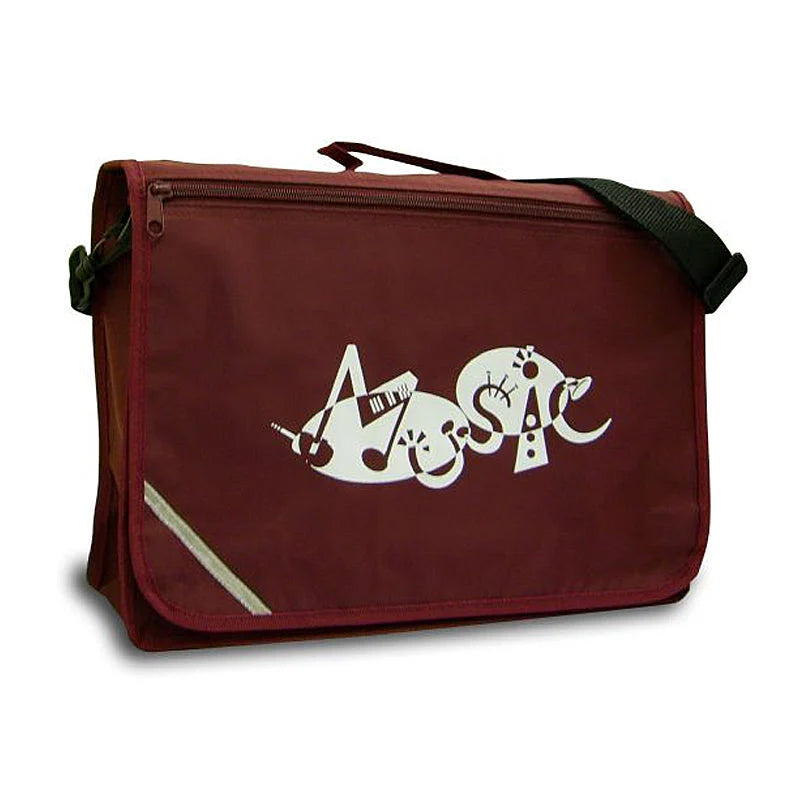 Excel music satchel with 'Music' design - Burgundy