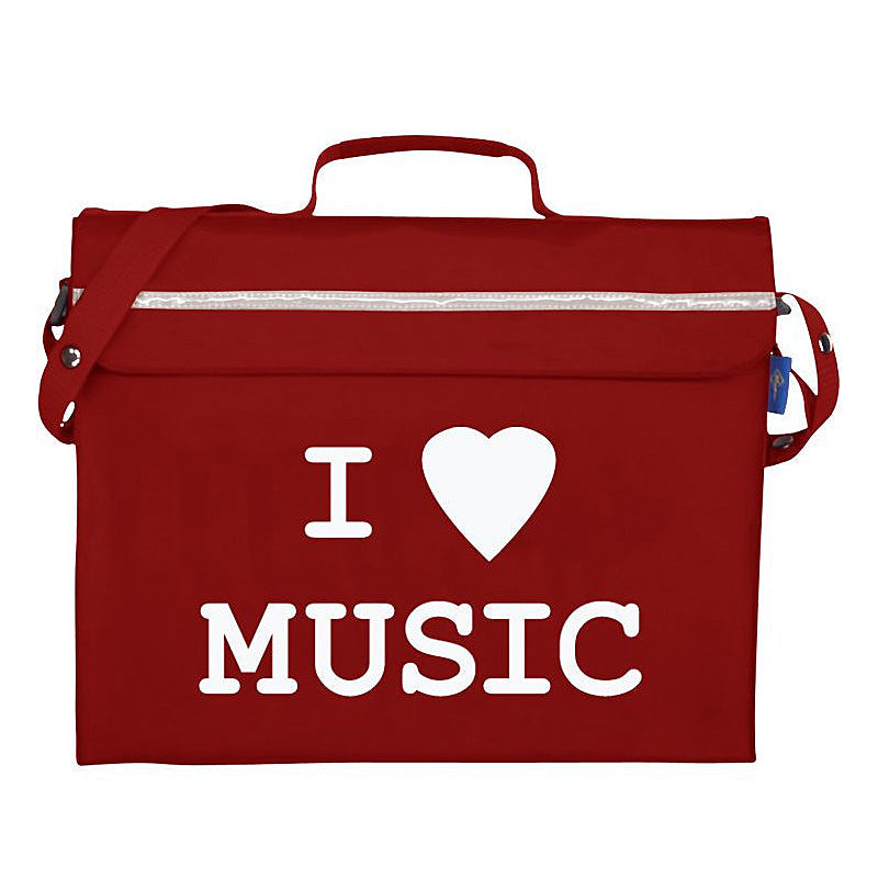 Primo music bag with 'I love music' design - Burgundy