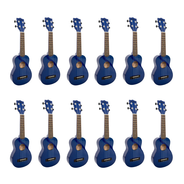 My School Ukulele soprano ukes carton of 12 - Dark blue