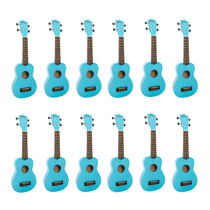 My School Ukulele soprano ukes carton of 12 - Light blue