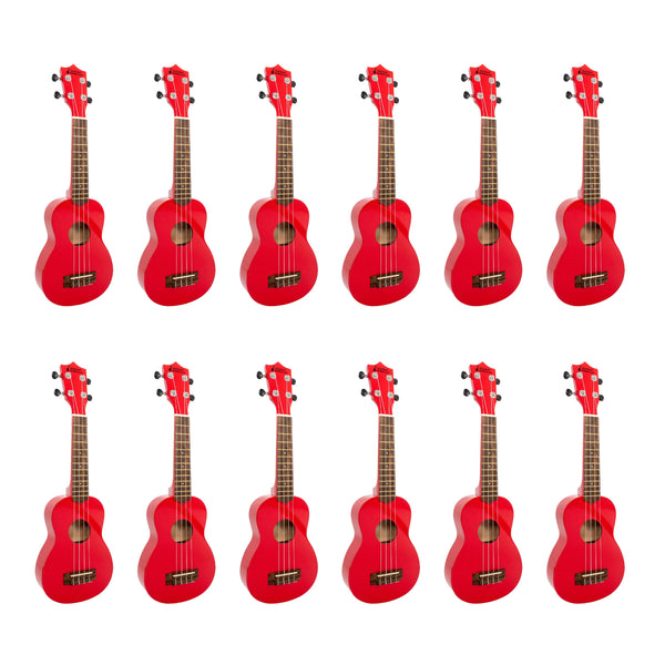 My School Ukulele soprano ukes carton of 12 - Red