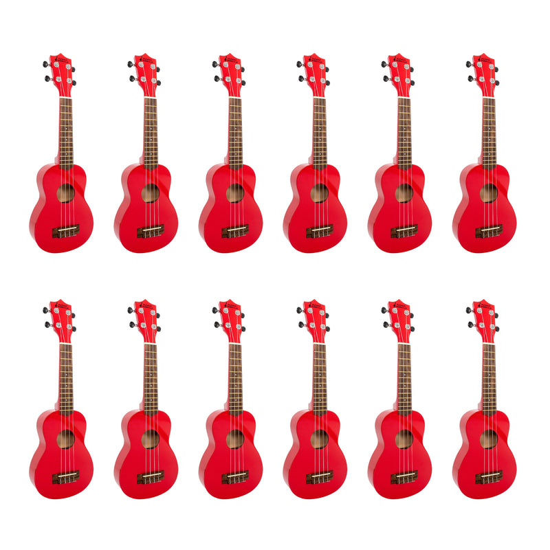 My School Ukulele soprano ukes carton of 12 - Red