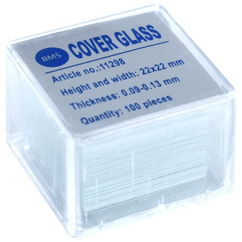 Microscope Cover Slips, 22x22mm, 0.09-0.013mm, 100/PK