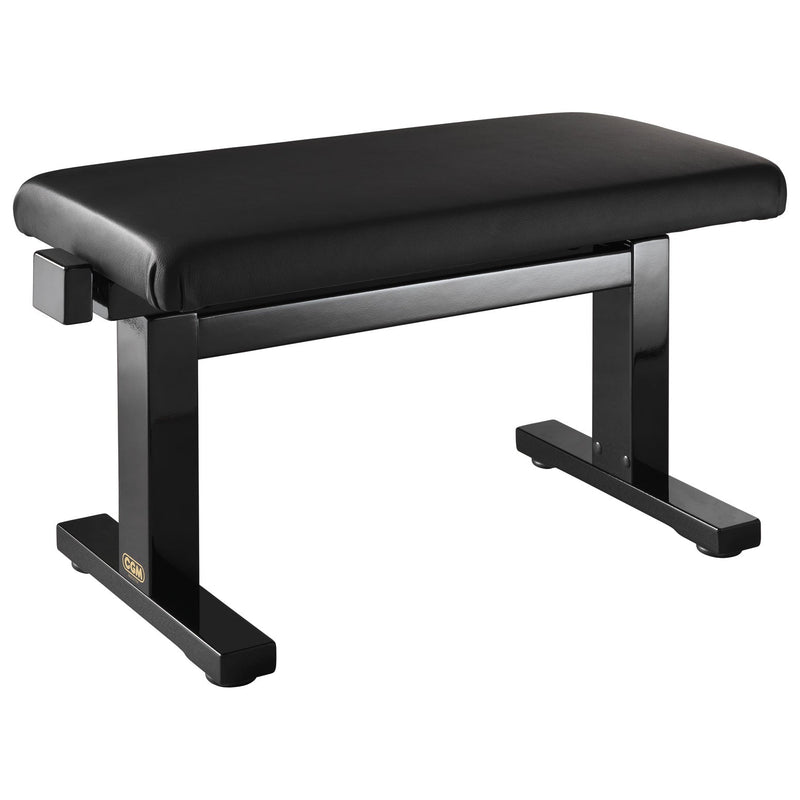 Hydraulic Height Adjustable Piano Stool - Satin Black, With Black Simulated Leather Top