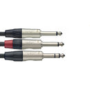 Stagg stereo large jack to 2 x mono large jack Y cable - 3m