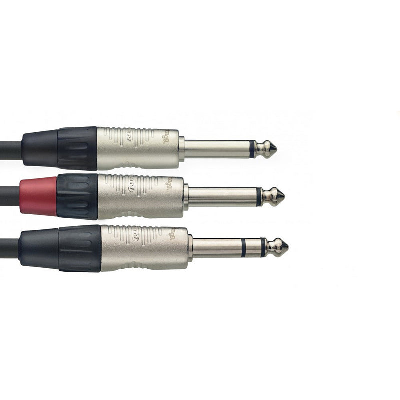 Stagg stereo large jack to 2 x mono large jack Y cable - 3m