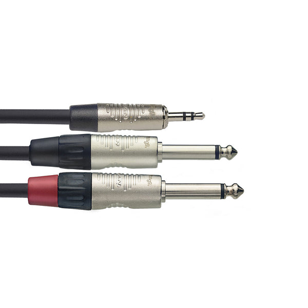 Stagg stereo mini jack to 2 x mono large jack Y cable - 3m