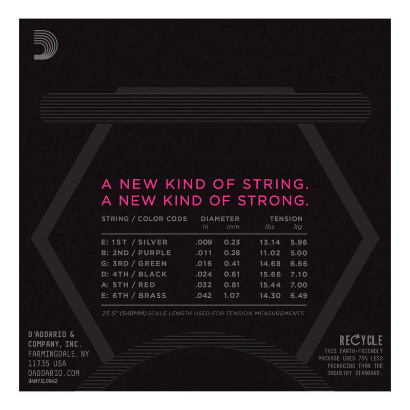 D'Addario Nyxl Super Light Nickel Wound Electric Guitar Strings 09-42