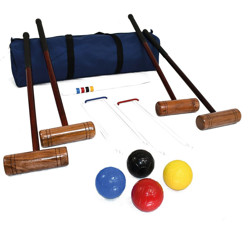 CROQUET SET WITH NATURAL MALLETS