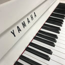 Yamaha P116 Upright Piano - Polished White with Chrome Fittings