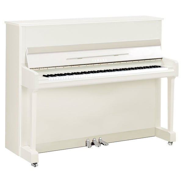 Yamaha P116 Upright Piano - Polished White with Chrome Fittings