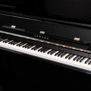 Yamaha P121 upright piano - Polished White with Chrome Fittings
