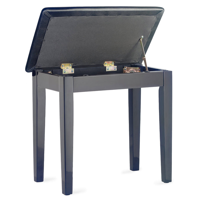 Stagg fixed height piano stool with music storage - Black Gloss