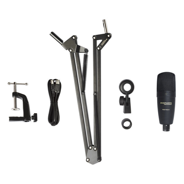 Marantz PODPACK1 USB microphone with broadcast stand and cable