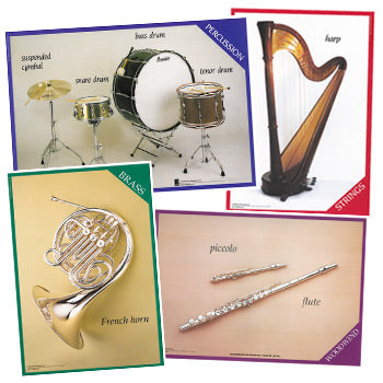 Complete set of 32 posters - musical instrument families series