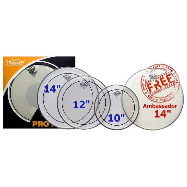 Remo Pinstripe Pro Pack Clear Drum Skins - 10"/12"/14"