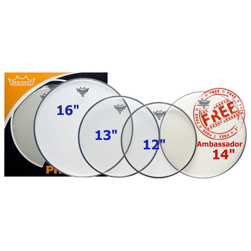 Remo Emperor pro pack clear drum skins - 12"/13"/14"/16"
